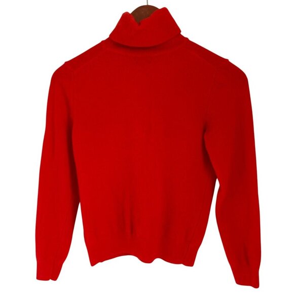United Colors Of Benetton Merino Wool Red Turtleneck Knit Sweater Womens Small - Picture 1 of 8